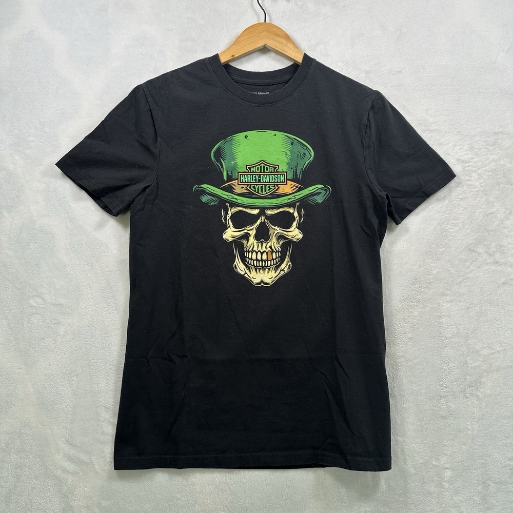 Harley Davidson St. Patty's Day Skull T-Shirt Black Men's Size Small